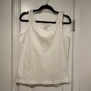 L.L. Bean Size S White Scoop Neck Cotton Stretch Tank Top